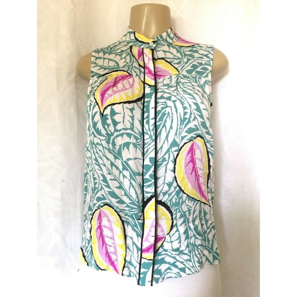 Theory TOSCA Silk Top Blouse Sleeveless Floral S - Picture 1 of 5